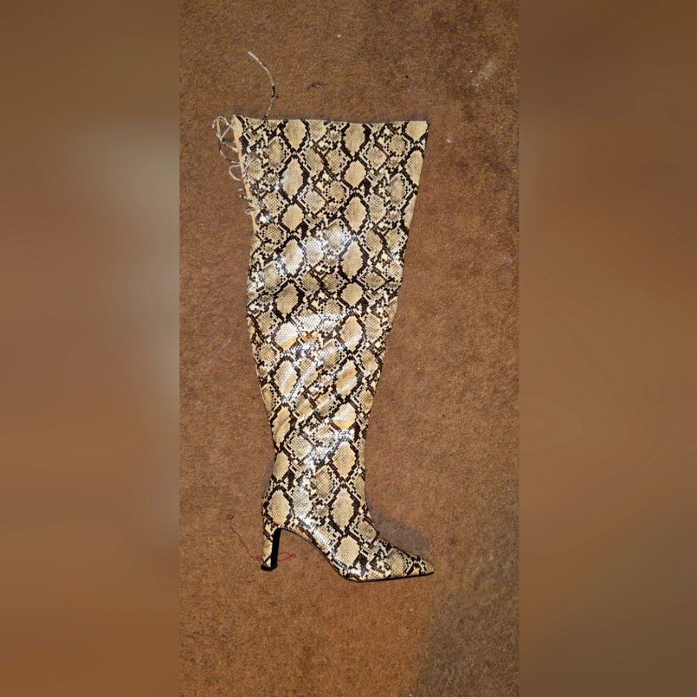 Fashion to figure Thigh high snakeskin boots